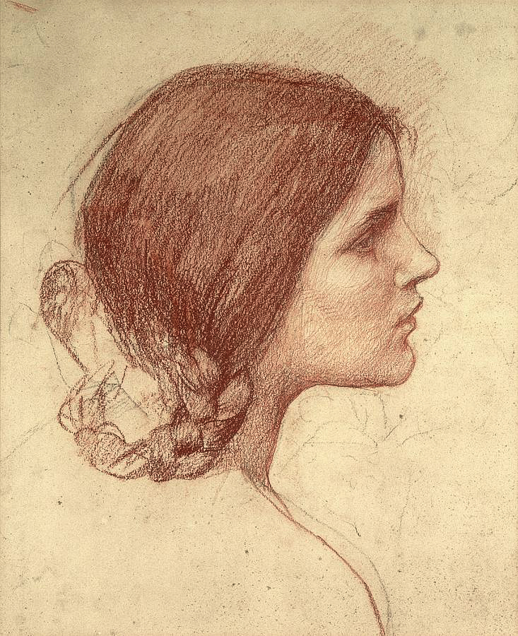 John William Waterhouse - Study of a girl's head